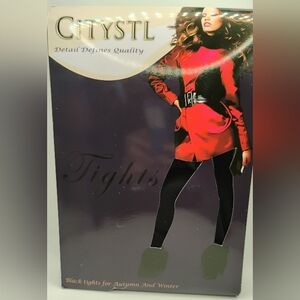 Citystl Black Tights  Tummy Compression Fleece On The Inside For Autumn/Winter